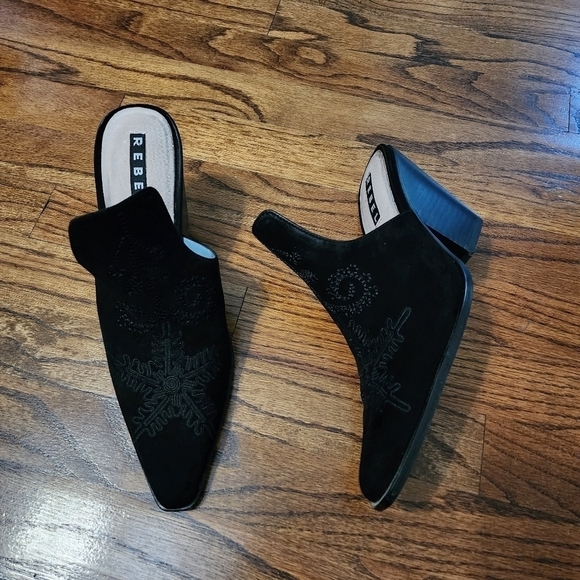 Rebel Wilson Rhythm and blues Ava chunky heeled mules size 10wide - Picture 2 of 9